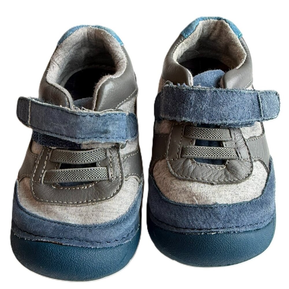 Baby Walking Shoes 5W Tucker and Tate Mixed Blue Leathers and Gray - Picture 2 of 14
